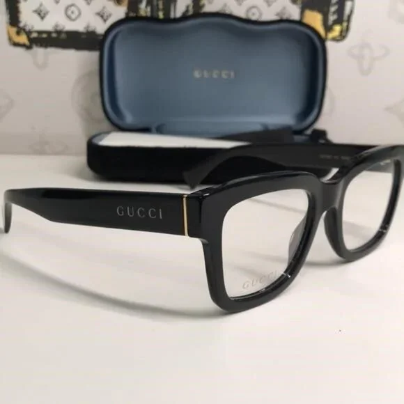 ✨ Luxury New Authentic Gucci GG1138O 001 Black Square Eyeglasses ✨